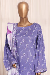 Bin Saeed Stitched 3 Piece Printed Lawn With Farshi Shalwar Suit-LSM-3307-PURPLE