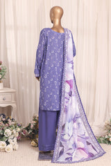 Bin Saeed Stitched 3 Piece Printed Lawn With Farshi Shalwar Suit-LSM-3307-PURPLE