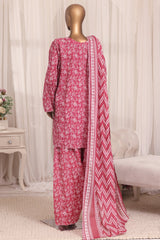 Bin Saeed Stitched 3 Piece Printed Lawn With Farshi Shalwar Suit-LSM-3308-PINK