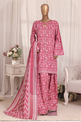 Bin Saeed Stitched 3 Piece Printed Lawn With Farshi Shalwar Suit-LSM-3308-PINK