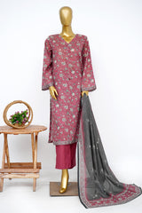 Bin Saeed Stitched 3 Piece Exclusive Printed Lawn Vol-15 Suit-LSM-3310-RUST