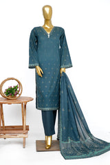 Bin Saeed Stitched 3 Piece Exclusive Printed Lawn Vol-15 Suit-LSM-3317-BLUE