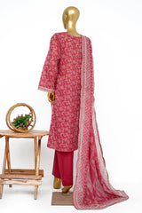Bin Saeed Stitched 3 Piece Exclusive Printed Lawn Vol-15 Suit-LSM-3318-PINK