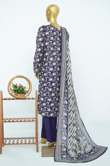Bin Saeed Stitched 3 Piece Exclusive Printed Lawn Vol-15 Suit-LSM-3326-PURPLE