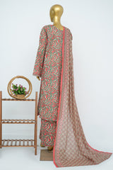 Bin Saeed Stitched 3 Piece Exclusive Printed Lawn Vol-15 Suit-LSM-3331-ORANGE