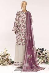 Bin Saeed Stitched 3 Piece Printed Lawn With Farshi Shalwar Vol-03 Suit-LSM-3333-SKIN