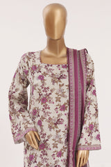 Bin Saeed Stitched 3 Piece Printed Lawn With Farshi Shalwar Vol-03 Suit-LSM-3333-SKIN