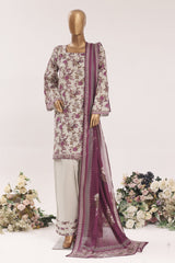 Bin Saeed Stitched 3 Piece Printed Lawn With Farshi Shalwar Vol-03 Suit-LSM-3333-SKIN