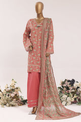 Bin Saeed Stitched 3 Piece Printed Lawn With Farshi Shalwar Vol-03 Suit-LSM-3336-PINK