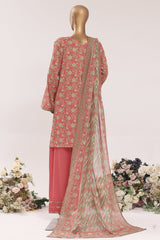 Bin Saeed Stitched 3 Piece Printed Lawn With Farshi Shalwar Vol-03 Suit-LSM-3336-PINK