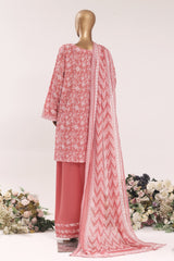 Bin Saeed Stitched 3 Piece Printed Lawn With Farshi Shalwar Vol-03 Suit-LSM-3339-PINK