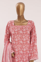 Bin Saeed Stitched 3 Piece Printed Lawn With Farshi Shalwar Vol-03 Suit-LSM-3339-PINK