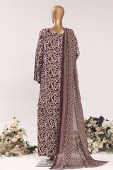 Bin Saeed Stitched 3 Piece Printed Lawn With Farshi Shalwar Vol-03 Suit-LSM-3342-MAROON