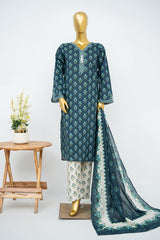 Bin Saeed Stitched 3 Piece Exclusive Printed Lawn Vol-15 Suit-LSM-3343-BLUE