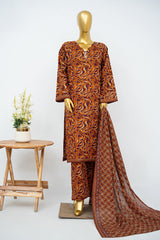 Bin Saeed Stitched 3 Piece Exclusive Printed Lawn Vol-15 Suit-LSM-3344-MAROON
