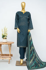Bin Saeed Stitched 3 Piece Exclusive Printed Lawn Vol-15 Suit-LSM-3346-NBLUE