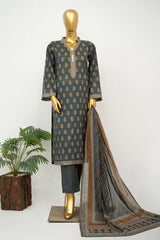 Bin Saeed Stitched 3 Piece Exclusive Printed Lawn Vol-16 Suit-LSM-3352-BLACK