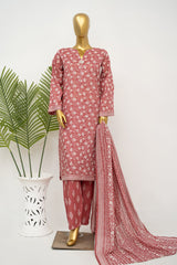 Bin Saeed Stitched 3 Piece Exclusive Printed Lawn Vol-16 Suit-LSM-3353-RED
