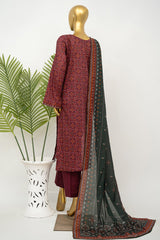 Bin Saeed Stitched 3 Piece Exclusive Printed Lawn Vol-16 Suit-LSM-3356-MAROON