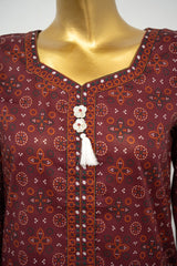 Bin Saeed Stitched 3 Piece Exclusive Printed Lawn Vol-16 Suit-LSM-3356-MAROON