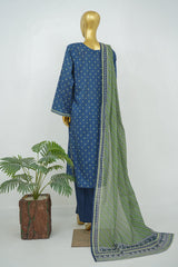 Bin Saeed Stitched 3 Piece Exclusive Printed Lawn Vol-16 Suit-LSM-3360-BLUE