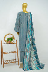 Bin Saeed Stitched 3 Piece Exclusive Printed Lawn Vol-16 Suit-LSM-3362-BLUE