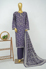 Bin Saeed Stitched 3 Piece Exclusive Printed Lawn Vol-16 Suit-LSM-3367-PURPLE