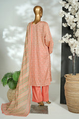 Bin Saeed Stitched 3 Piece Exclusive Printed Lawn Vol-16 Suit-LSM-3379-PEACH