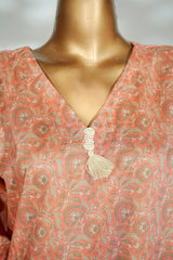 Bin Saeed Stitched 3 Piece Exclusive Printed Lawn Vol-16 Suit-LSM-3379-PEACH