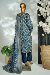 Bin Saeed Stitched 3 Piece Exclusive Printed Lawn Vol-16 Suit-LSM-3382-BLUE