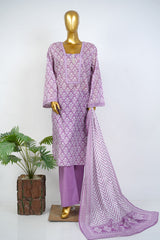 Bin Saeed Stitched 3 Piece Exclusive Printed Lawn Vol-17 Suit-LSM-3387-PURPLE