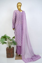 Bin Saeed Stitched 3 Piece Exclusive Printed Lawn Vol-17 Suit-LSM-3387-PURPLE