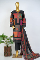 Bin Saeed Stitched 3 Piece Exclusive Printed Lawn Vol-17 Suit-LSM-3388-BLACK