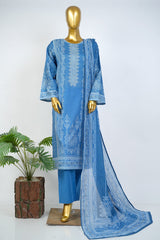Bin Saeed Stitched 3 Piece Exclusive Printed Lawn Vol-17 Suit-LSM-3389-BLUE