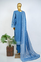 Bin Saeed Stitched 3 Piece Exclusive Printed Lawn Vol-17 Suit-LSM-3389-BLUE