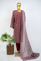 Bin Saeed Stitched 3 Piece Exclusive Printed Lawn Vol-17 Suit-LSM-3391-MAROON