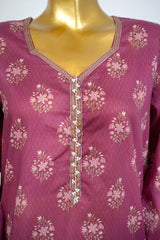 Bin Saeed Stitched 3 Piece Exclusive Printed Lawn Vol-17 Suit-LSM-3393-MAROON