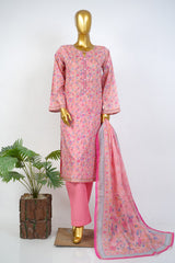Bin Saeed Stitched 3 Piece Exclusive Printed Lawn Vol-17 Suit-LSM-3394-PINK
