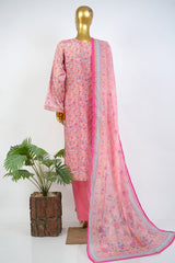 Bin Saeed Stitched 3 Piece Exclusive Printed Lawn Vol-17 Suit-LSM-3394-PINK