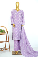 Bin Saeed Stitched 3 Piece Exclusive Printed Lawn Vol-17 Suit-LSM-3401-PURPLE