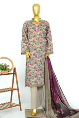 Bin Saeed Stitched 3 Piece Exclusive Printed Lawn Vol-17 Suit-LSM-3402-GREY