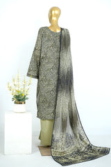 Bin Saeed Stitched 3 Piece Exclusive Printed Lawn Vol-17 Suit-LSM-3409-BLACK