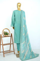 Bin Saeed Stitched 3 Piece Exclusive Printed Lawn Vol-17 Suit-LSM-3410-GREEN