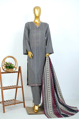 Bin Saeed Stitched 3 Piece Exclusive Printed Lawn Vol-17 Suit-LSM-3411-BLACK