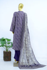 Bin Saeed Stitched 3 Piece Exclusive Printed Lawn Vol-17 Suit-LSM-3423-PURPLE