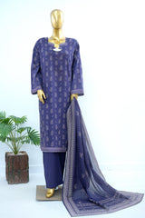 Bin Saeed Stitched 3 Piece Exclusive Printed Lawn Vol-17 Suit-LSM-3424-BLUE