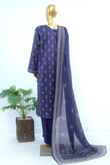 Bin Saeed Stitched 3 Piece Exclusive Printed Lawn Vol-17 Suit-LSM-3424-BLUE