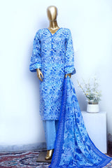 Bin Saeed Stitched 3 Piece Exclusive Printed Lawn Vol-17 Suit-LSM-3425-S.BLUE