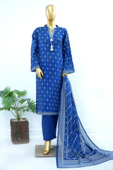Bin Saeed Stitched 3 Piece Exclusive Printed Lawn Vol-17 Suit-LSM-3426-BLUE