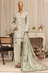 Bin Saeed Stitched 3 Piece Printed Lawn With Farshi Shalwar Vol-04 Suit-LSM-3427-PISTA